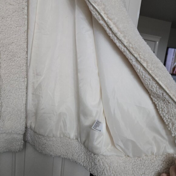 Wild Fable Cream Sherpa Zip-Up Jacket | XS/S Cozy Teddy Fleece Coat - Picture 6 of 14